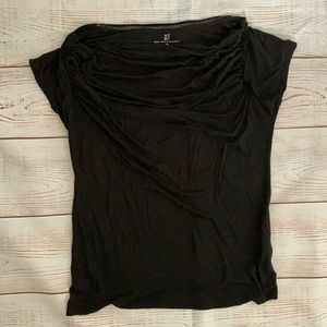 New York & Company Black Cowl Neck Tee